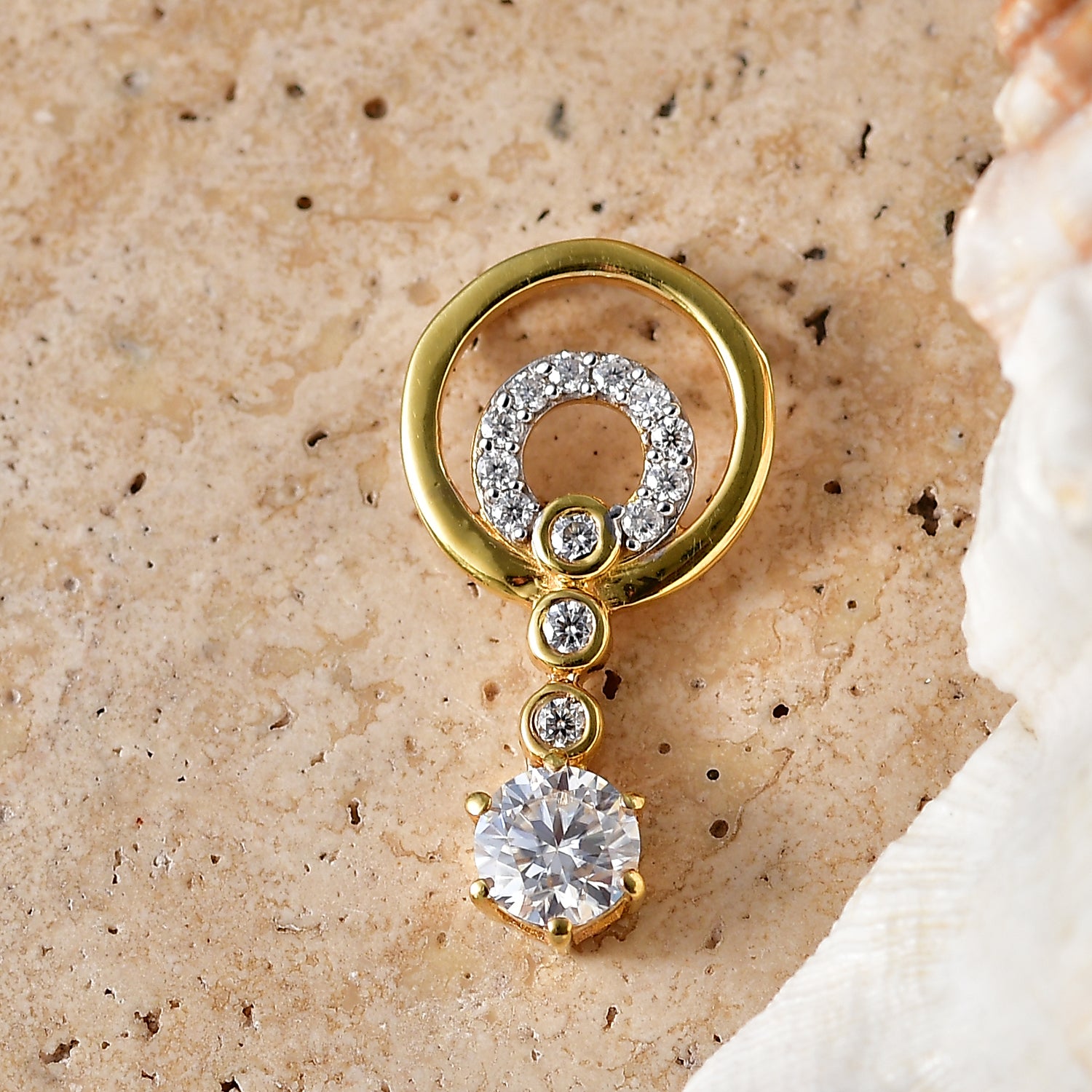 D'Joy Moissanit Anhänger 925 Silber Vergoldet ca. 1.04 ct