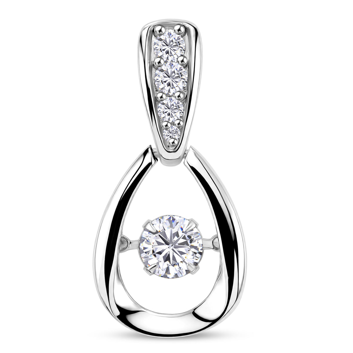 D'Joy 100 Facetten Moissanit Anhänger 925 Silber Platiniert ca. 0,62 ct.