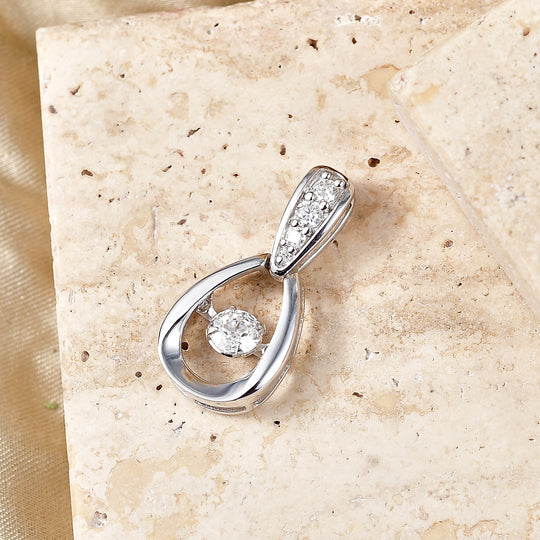 D'Joy 100 Facetten Moissanit Anhänger 925 Silber Platiniert ca. 0.62 ct