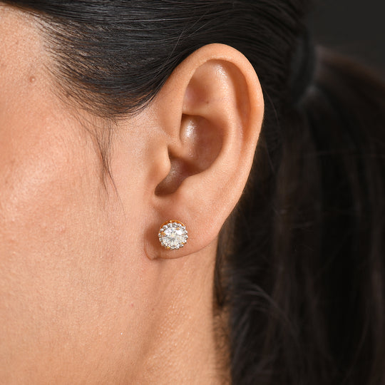 D'Joy Moissanit Ohrringe 925 Silber 750 Vergoldet ca. 1.50 ct