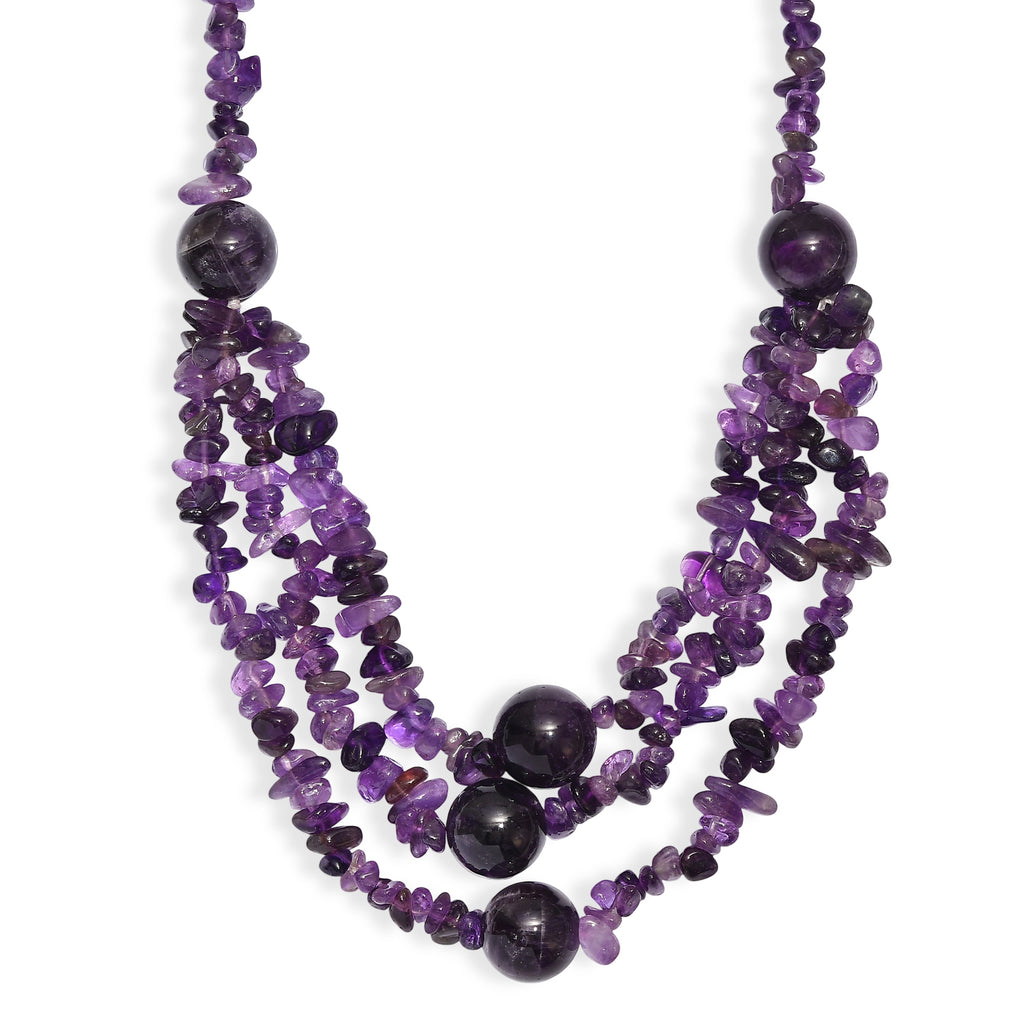 EVER TRUE Afrikanischer Amethyst Halskette ca. 45 cm Nickelfreies Messing Platiniert ca. 460.00 ct