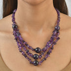 EVER TRUE Afrikanischer Amethyst Halskette ca. 45 cm Nickelfreies Messing Platiniert ca. 460.00 ct