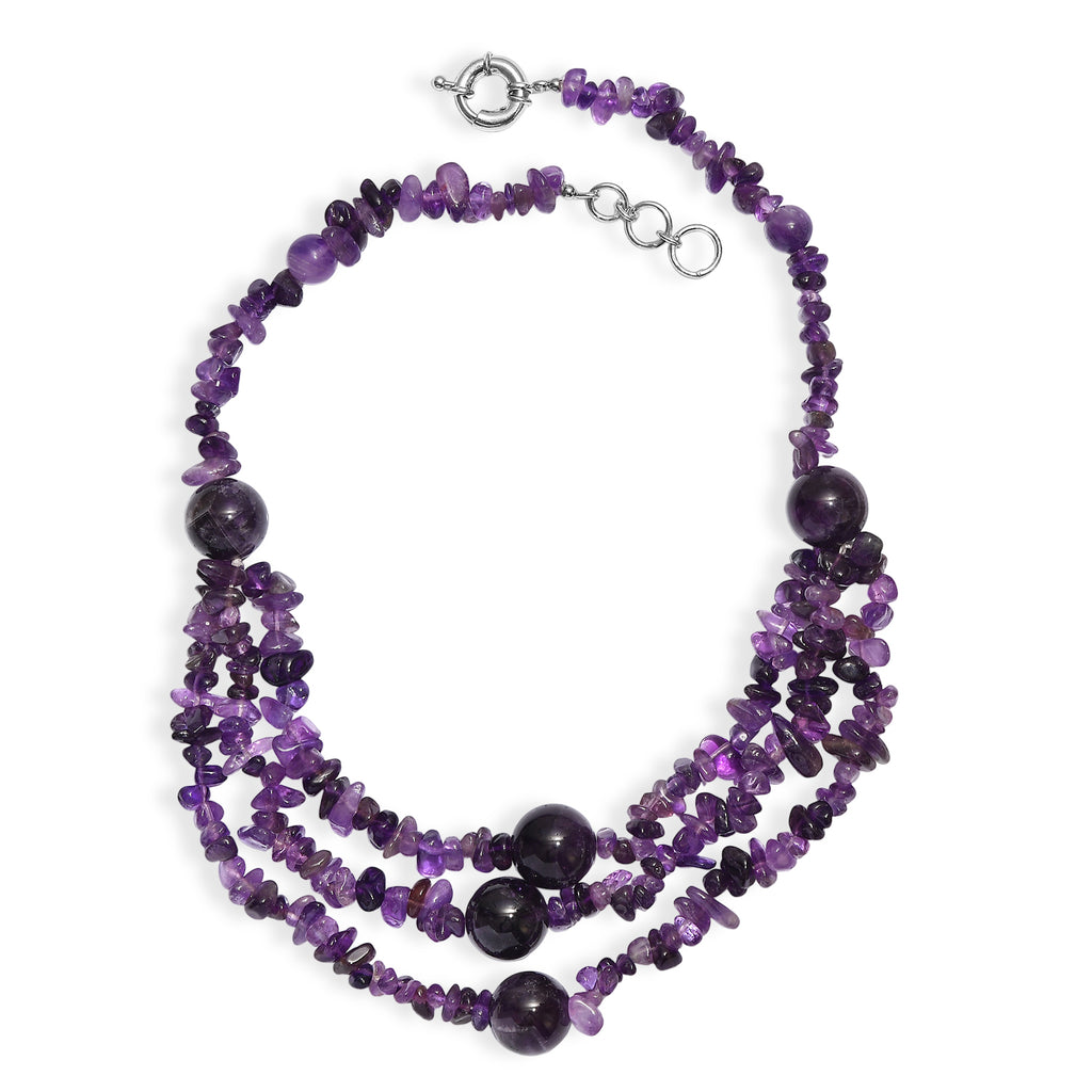 EVER TRUE Afrikanischer Amethyst Halskette ca. 45 cm Nickelfreies Messing Platiniert ca. 460.00 ct