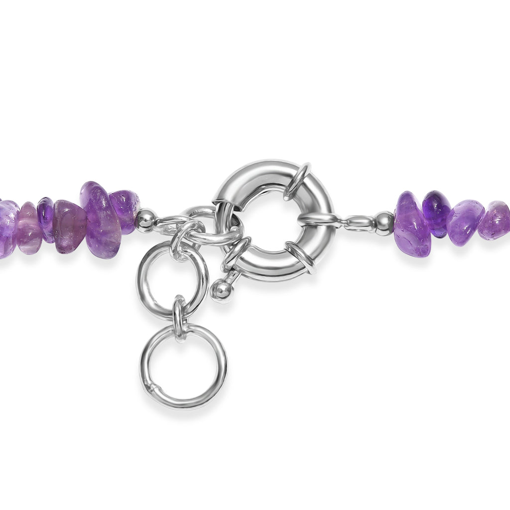 EVER TRUE Afrikanischer Amethyst Halskette ca. 45 cm Nickelfreies Messing Platiniert ca. 460.00 ct