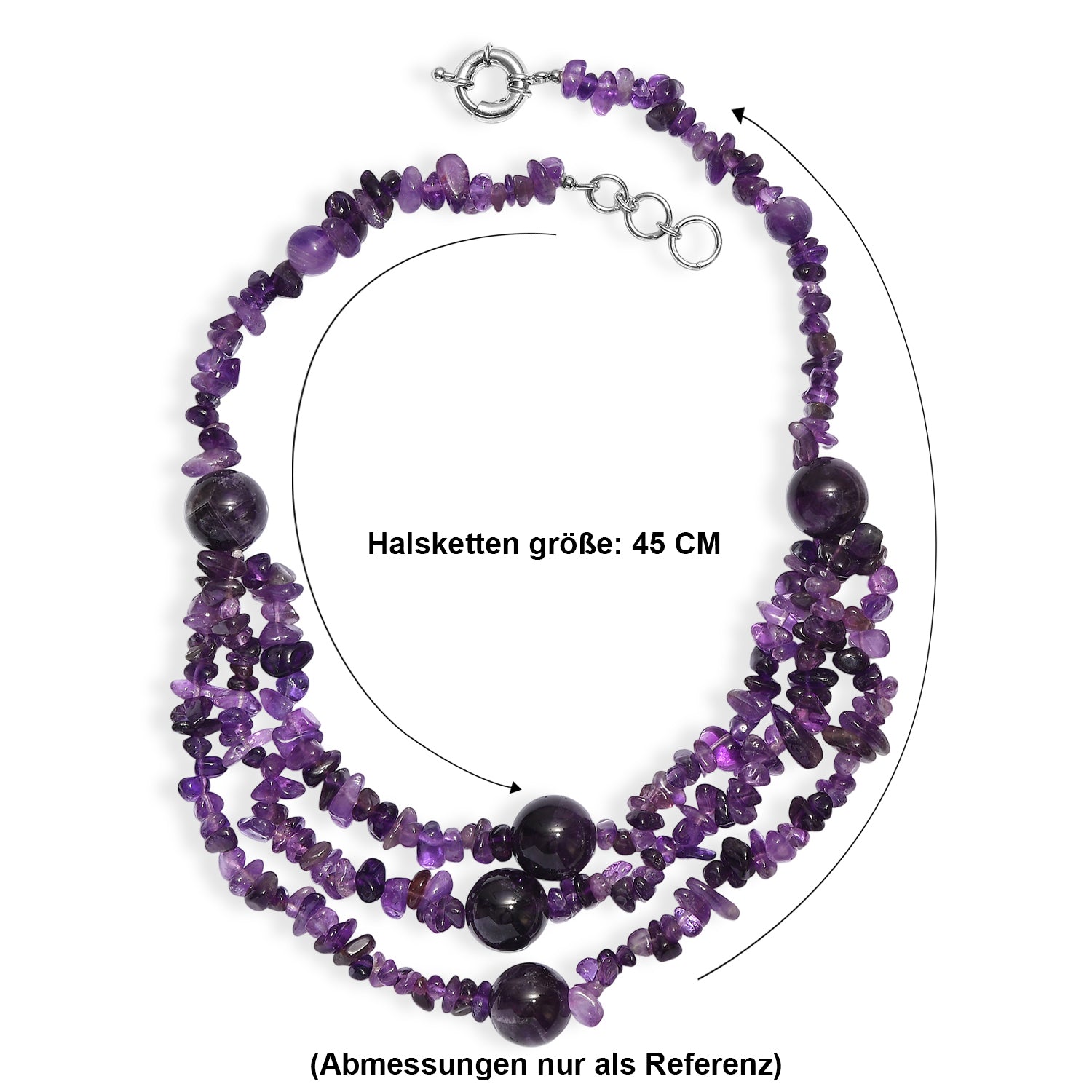 EVER TRUE Afrikanischer Amethyst Halskette ca. 45 cm Nickelfreies Messing Platiniert ca. 460.00 ct