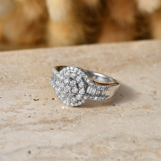 LUXURIANT DIAMOND - Lab Grown Diamant SI-GH Ring 925 Silber Rhodiniert (Größe 21.00) ca. 1,00 ct