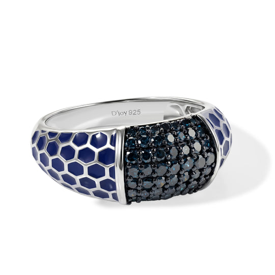 D'Joy Blauer Diamant (IR) Ring 925 Silber Rhodiniert (Größe 20.00) ca. 0.52 ct