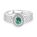 EVER TRUE AA Kagem Sambischer Smaragd, Weißer Zirkonia Ring Reine Bronze (Größe 18.00) 0.61 ct