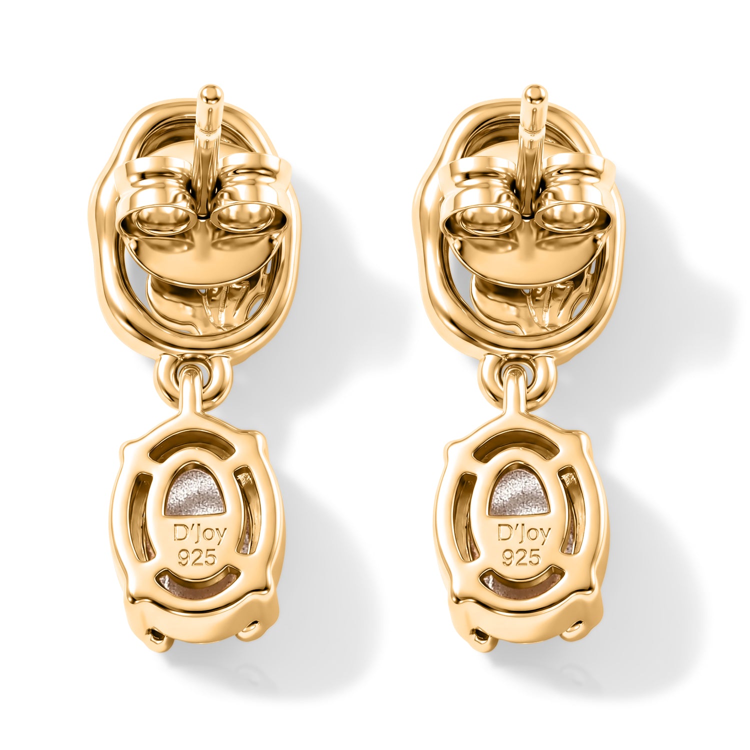 D'Joy Flamingo Mondstein, Feueropal Ohrringe 925 Silber Gold ca. 1,66 ct.