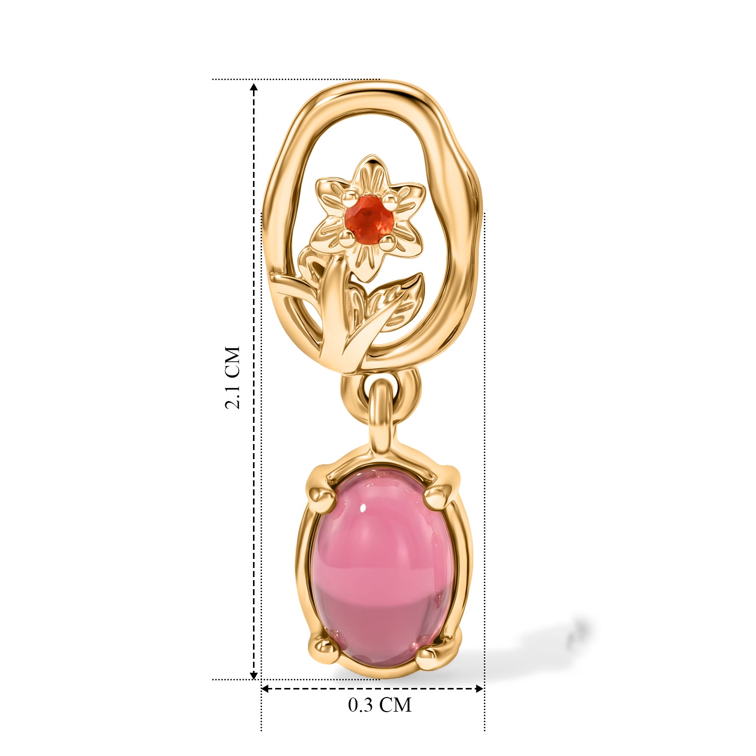 D'Joy Flamingo Mondstein, Feueropal Ohrringe 925 Silber Gold ca. 1,66 ct.