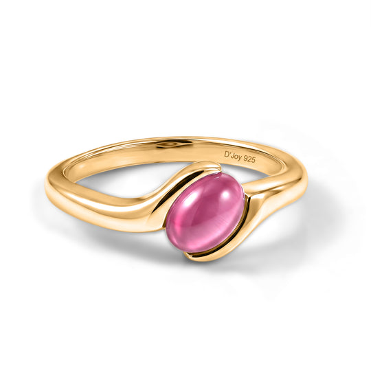 D'Joy Flamingo Mondstein Ring 925 Silber Gold (Größe 21.00) ca. 0,81 ct