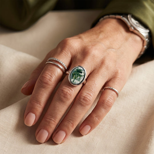 EVER TRUE Moosachat Ring Reine Bronze (Größe 17.00) ca. 6,01 ct