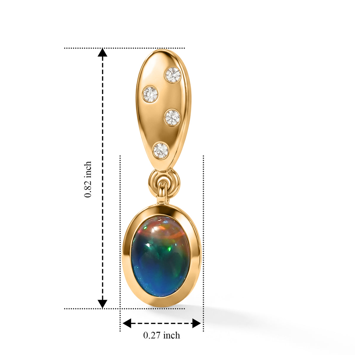 D'Joy AA Zweifarbiger äthiopischer Opal, Weißer Zirkon Ohrringe 925 Silber 750 Vergoldet ca. 0,75 ct.