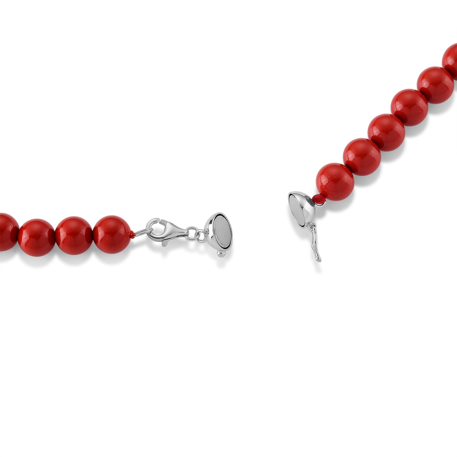 D'Joy roter Zinnober Halskette ca. 50 cm 925 Silber ca. 330,00 ct.
