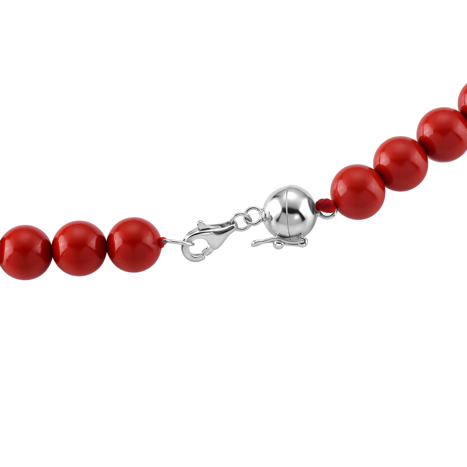 D'Joy roter Zinnober Halskette ca. 50 cm 925 Silber ca. 330,00 ct.