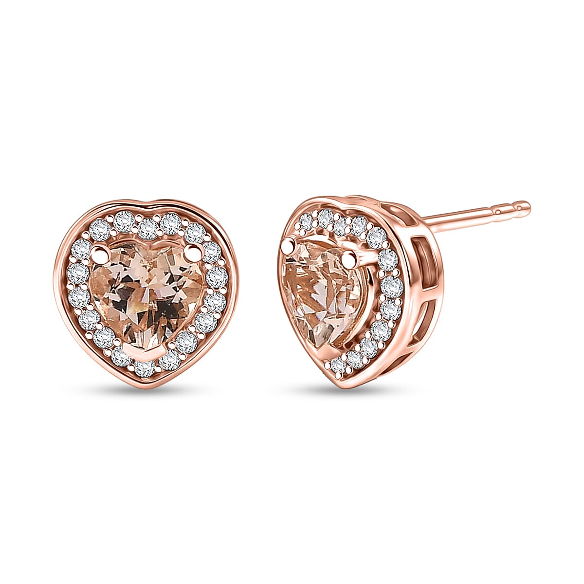 D'Joy AA Morganit, Moissanit Ohrringe 925 Silber 750 Roségold vermeil ca. 2,04 ct.