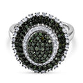 D'Joy grüner und weißer Diamant Cocktail Ring, 925 Silber rhodiniert - 1 ct.