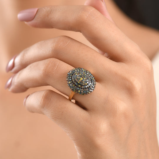 D'Joy Multi-Diamant Ring 925 Silber 750 Gelbgold vermeil (Größe 21.00) ca. 1.00 ct