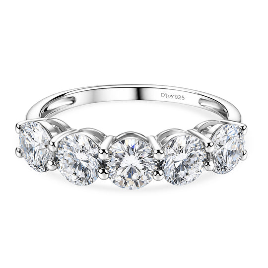 D'Joy Moissanit Ring 925 Silber Rhodiniert (Größe 19.00) ca. 2,56 ct