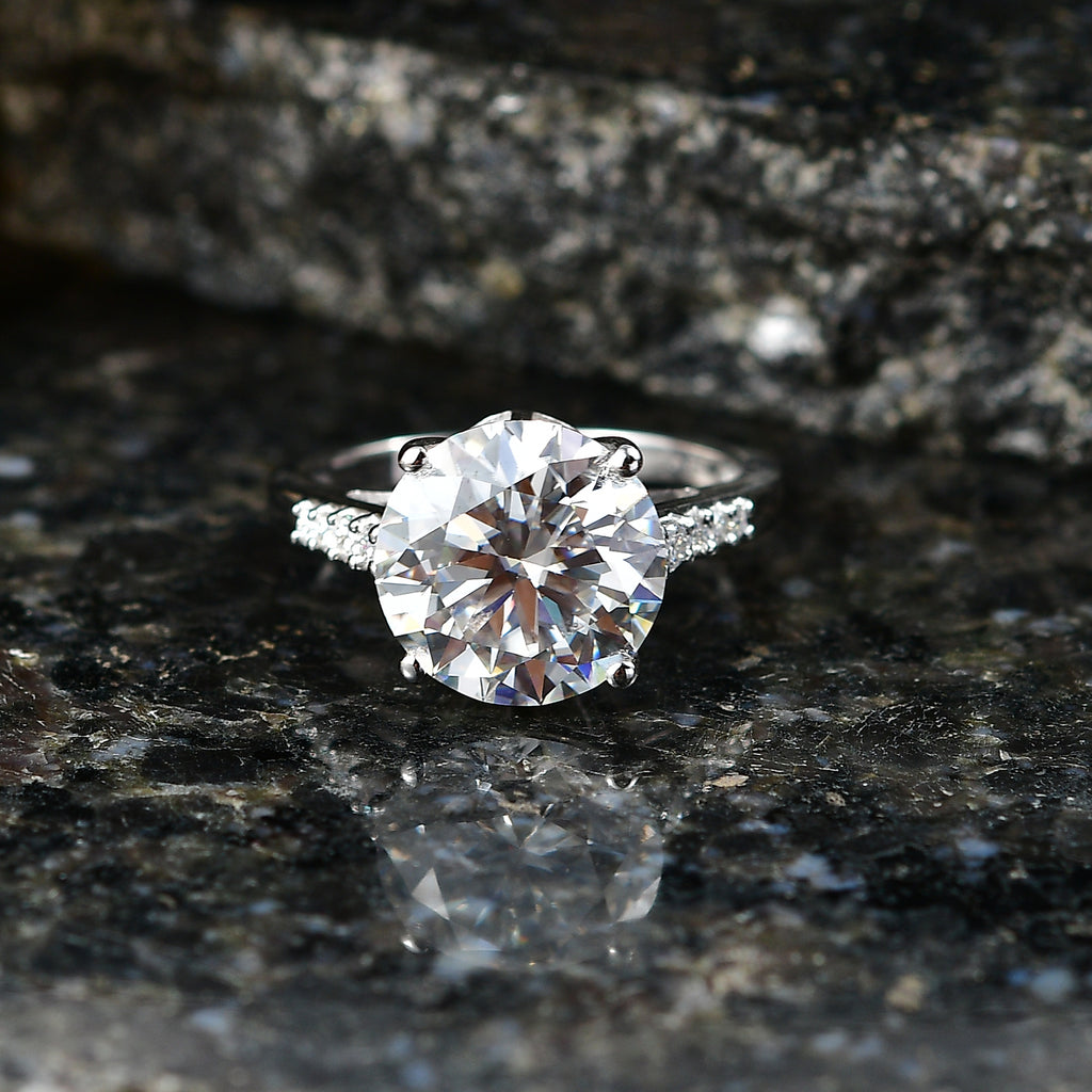D'Joy Moissanit Ring 925 Silber Rhodiniert (Größe 20.00) ca. 5,13 ct
