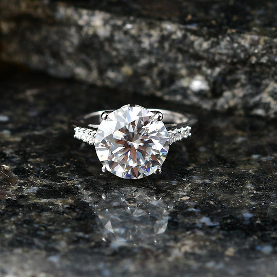 D'Joy Moissanit Ring 925 Silber Rhodiniert (Größe 21.00) ca. 5,13 ct