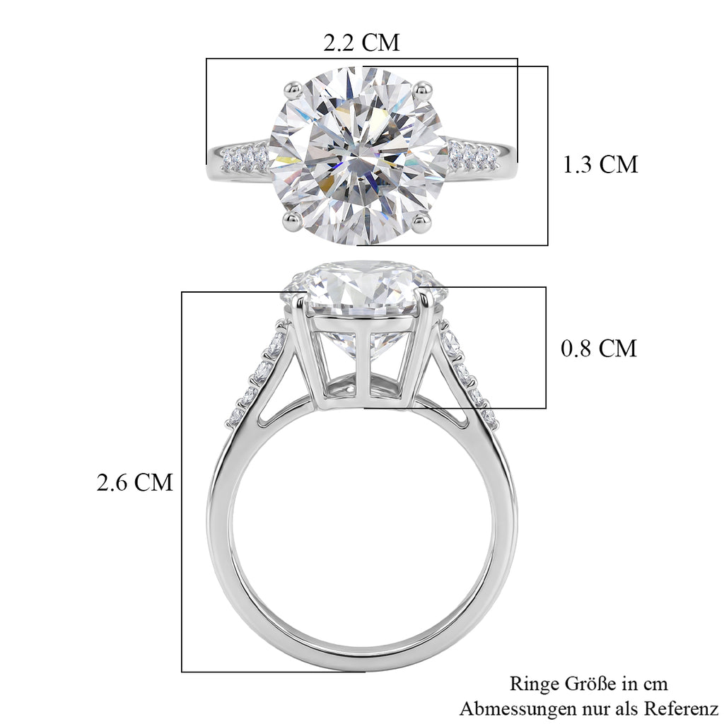 D'Joy Moissanit Ring 925 Silber Rhodiniert (Größe 20.00) ca. 5,13 ct