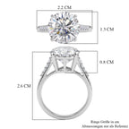 D'Joy Moissanit Ring 925 Silber Rhodiniert (Größe 20.00) ca. 5,13 ct