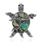 Abalone Muschel, Schwarze Kristall Brosche Reine Legierung Antik-silber-Plattierung