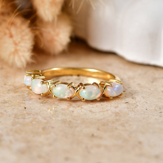 D'Joy AA Natürlicher, äthiopischer Welo Opal Ring 925 Silber Gold (Größe 21.00) ca. 0,64 ct