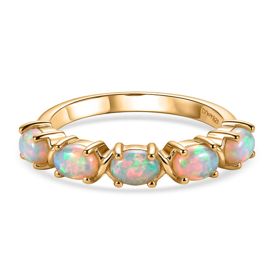 D'Joy AA Natürlicher, äthiopischer Welo Opal Ring 925 Silber Gold (Größe 21.00) ca. 0,64 ct