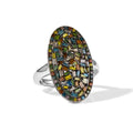 ARGYLE MINE - Blauer Diamant, Grüner Diamant Ring 925 Silber Rhodiniert (Größe 17.00) ca. 1.05 ct