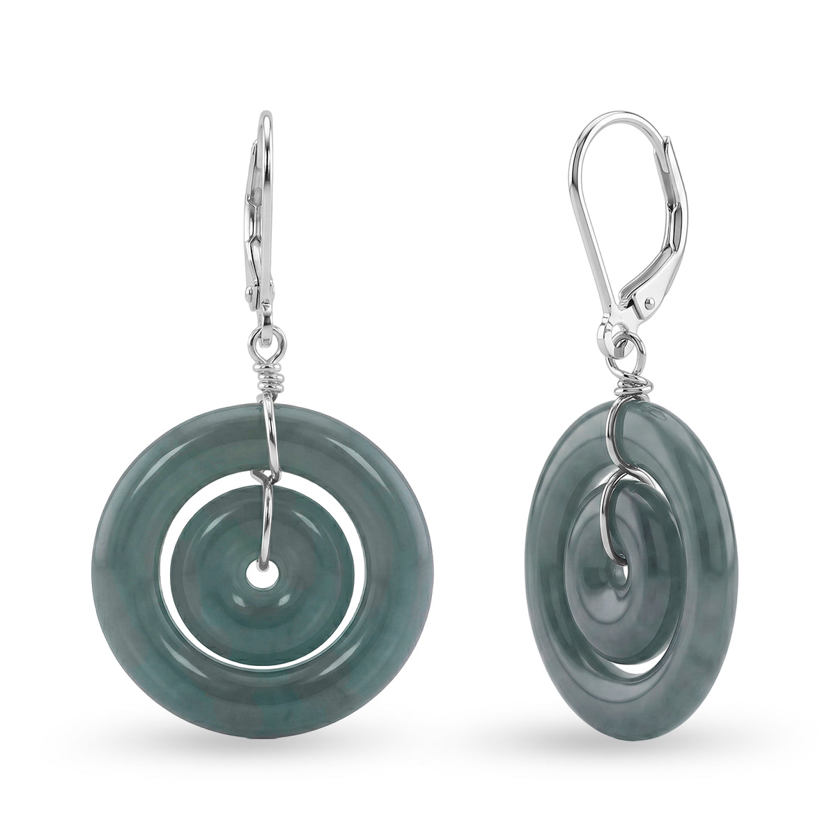 D'Joy Natürlicher Olmek Jadeit Ohrringe 925 Silber Rhodiniert ca. 30.00 ct