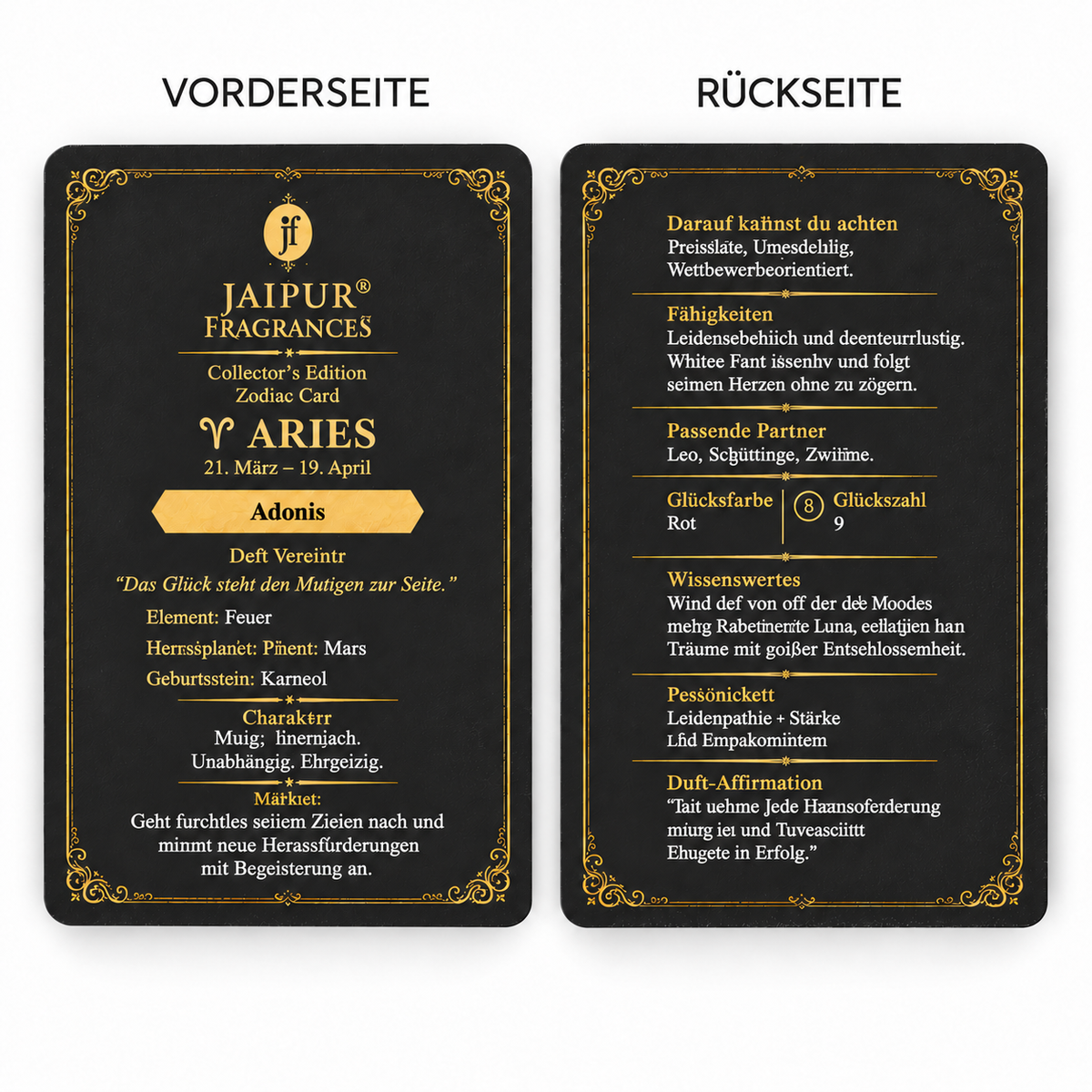 JAIPUR FRAGRANCES Parfümöl Widder (Aries) - Adonis, mit Goldflocken und Karneol, 5 ml