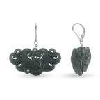 D'Joy Natürlicher Olmek Jadeit Ohrringe 925 Silber Rhodiniert ca. 40.00 ct