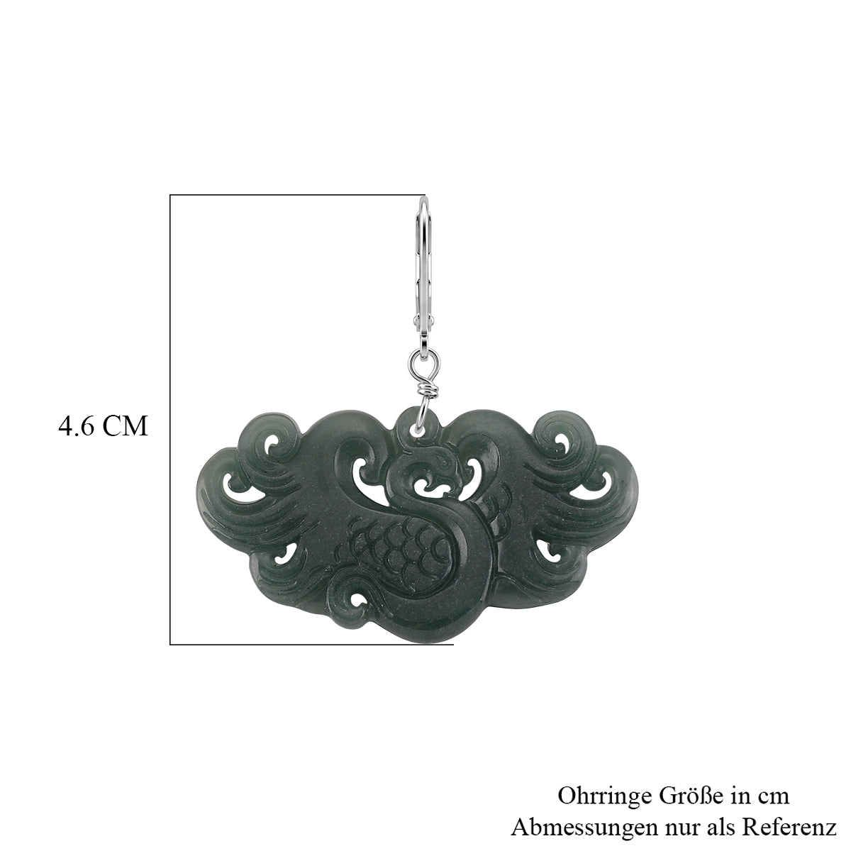 D'Joy Natürlicher Olmek Jadeit Ohrringe 925 Silber Rhodiniert ca. 40.00 ct