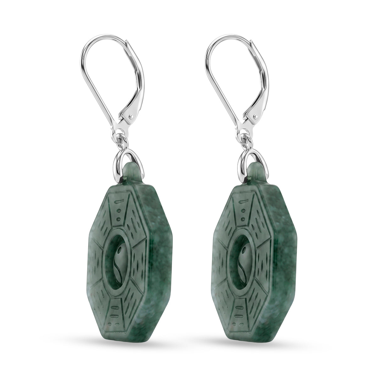 D'Joy Natürlicher Olmek Jadeit Ohrringe 925 Silber Rhodiniert ca. 43.00 ct