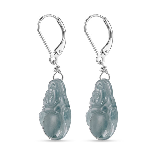 D'Joy Natürlicher Olmek Jadeit Ohrringe 925 Silber Rhodiniert ca. 20.00 ct