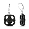 D'Joy Schwarzer Jadeit Ohrringe 925 Silber Rhodiniert ca. 20,00 ct.
