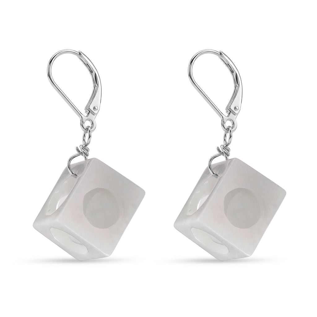 D'Joy Weiße Jade Ohrringe 925 Silber Rhodiniert ca. 50.00 ct