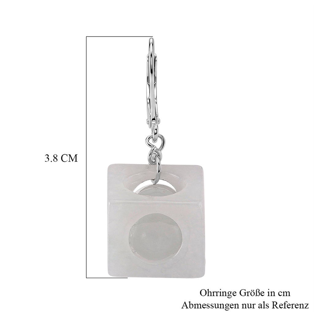 D'Joy Weiße Jade Ohrringe 925 Silber Rhodiniert ca. 50.00 ct