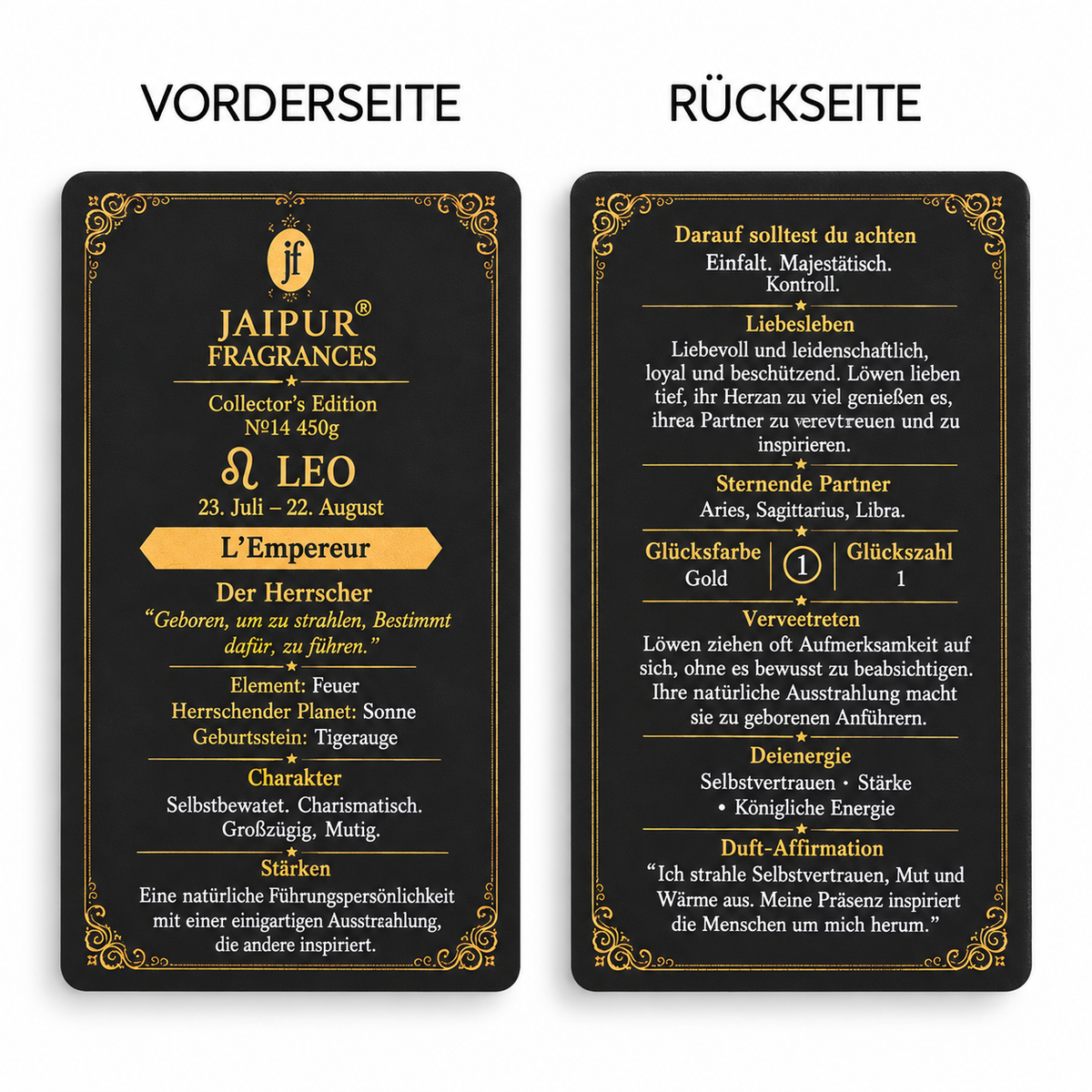 JAIPUR FRAGRANCES Parfümöl Löwe (Leo) - L'Empereur, mit Goldflocken und Tigerauge, 5 ml
