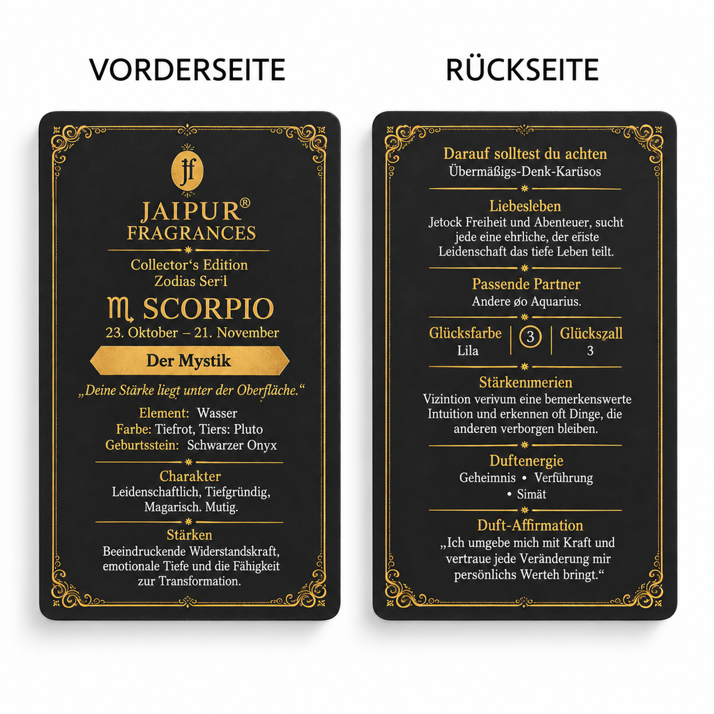 JAIPUR FRAGRANCES Parfümöl Skorpion (Scorpio) - Oudh Musk, mit Goldflocken und schwarzem Onyx, 5 ml