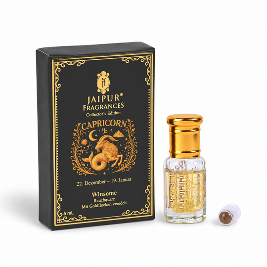 JAIPUR FRAGRANCES Collector's Edition Parfümöl Schütze (Sagittarius) - Frangipani, mit Goldflocken und Lapislazuli, 5ml