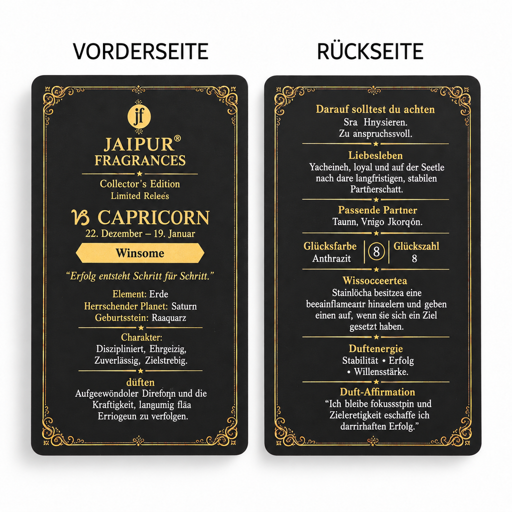 JAIPUR FRAGRANCES Parfümöl Steinbock (Capricorn) - Winsome, mit Goldflocken und Rauchquarz, 5 ml