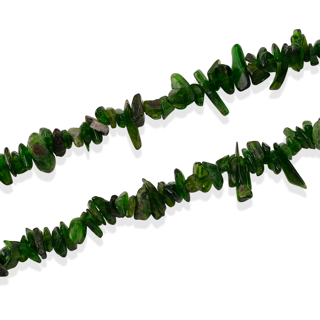 Natürlicher Chromdiopsid Halskette ca. 45 cm 316L Edelstahl ca. 80.00 ct