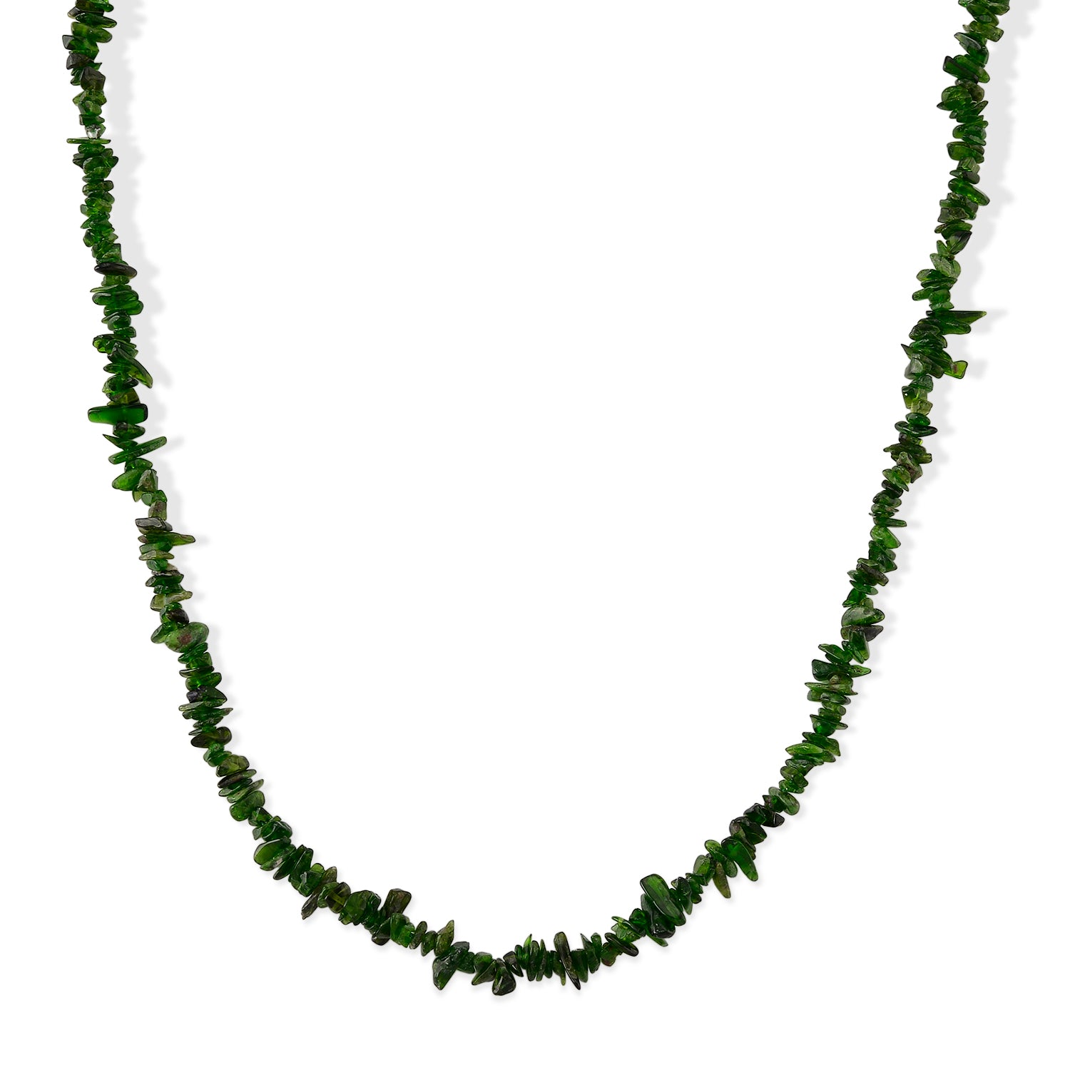 Natürlicher Chromdiopsid Halskette ca. 45 cm 316L Edelstahl ca. 80.00 ct