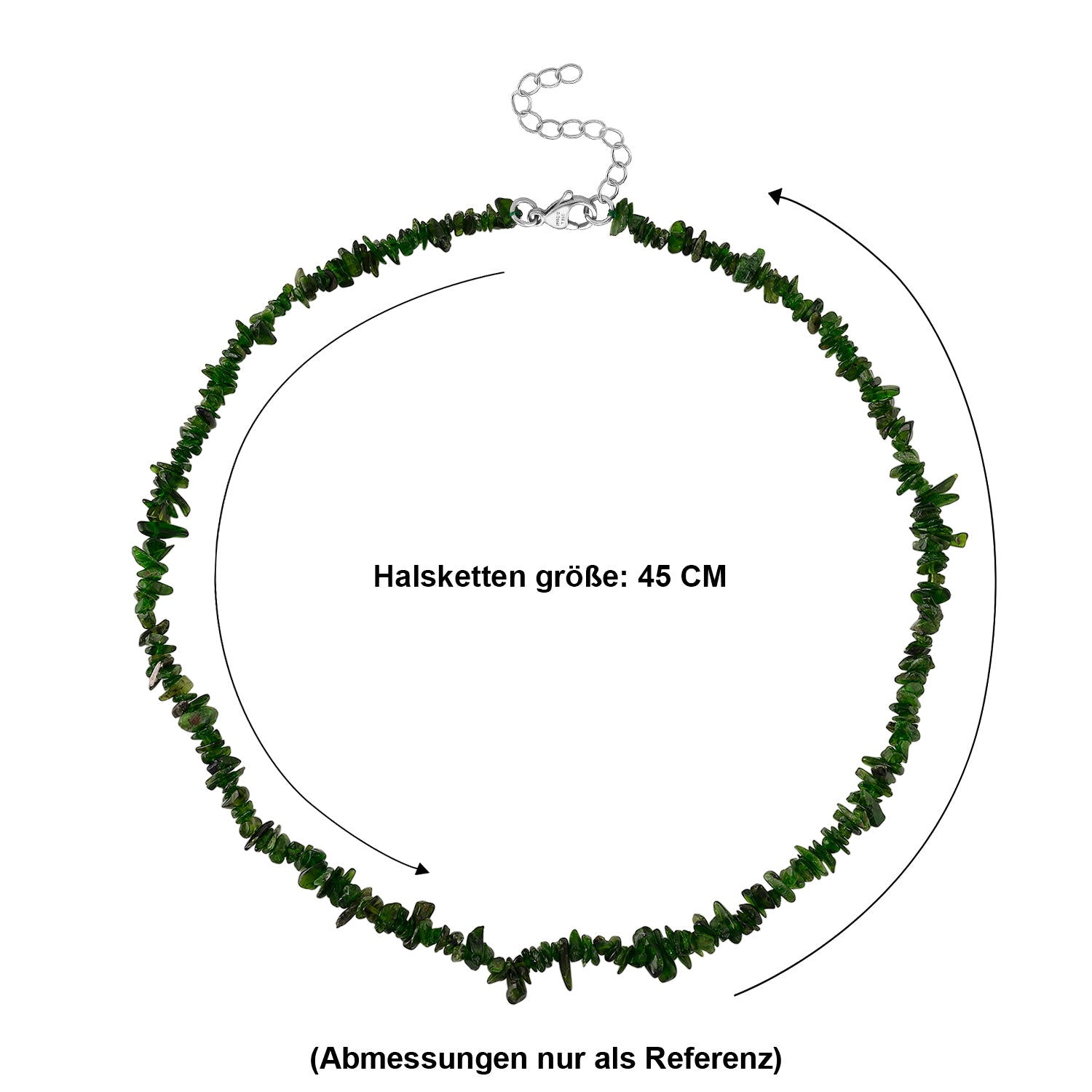 Natürlicher Chromdiopsid Halskette ca. 45 cm 316L Edelstahl ca. 80.00 ct