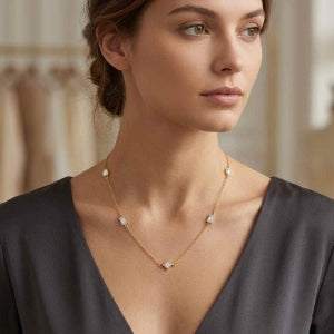LUXURIANT SGL zertifizierte SI-GH Labor Diamant 45+5cm Halskette, 925 Silber Gelbgold Vermeil - 0.50 ct