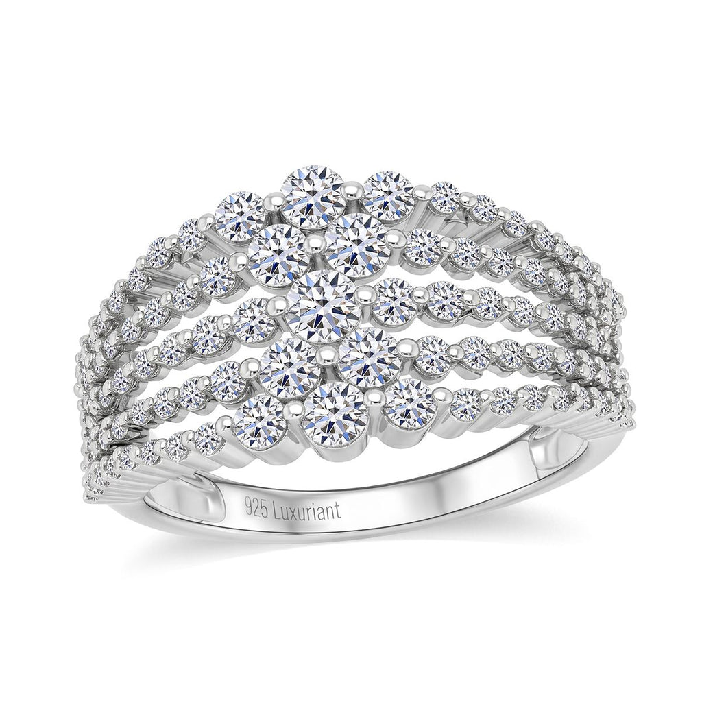 LUXURIANT DIAMOND - Lab Grown Diamant SI-GH SGL zertifiziert Ring 925 Silber Rhodiniert (Größe 17.00) ca. 1.33 ct
