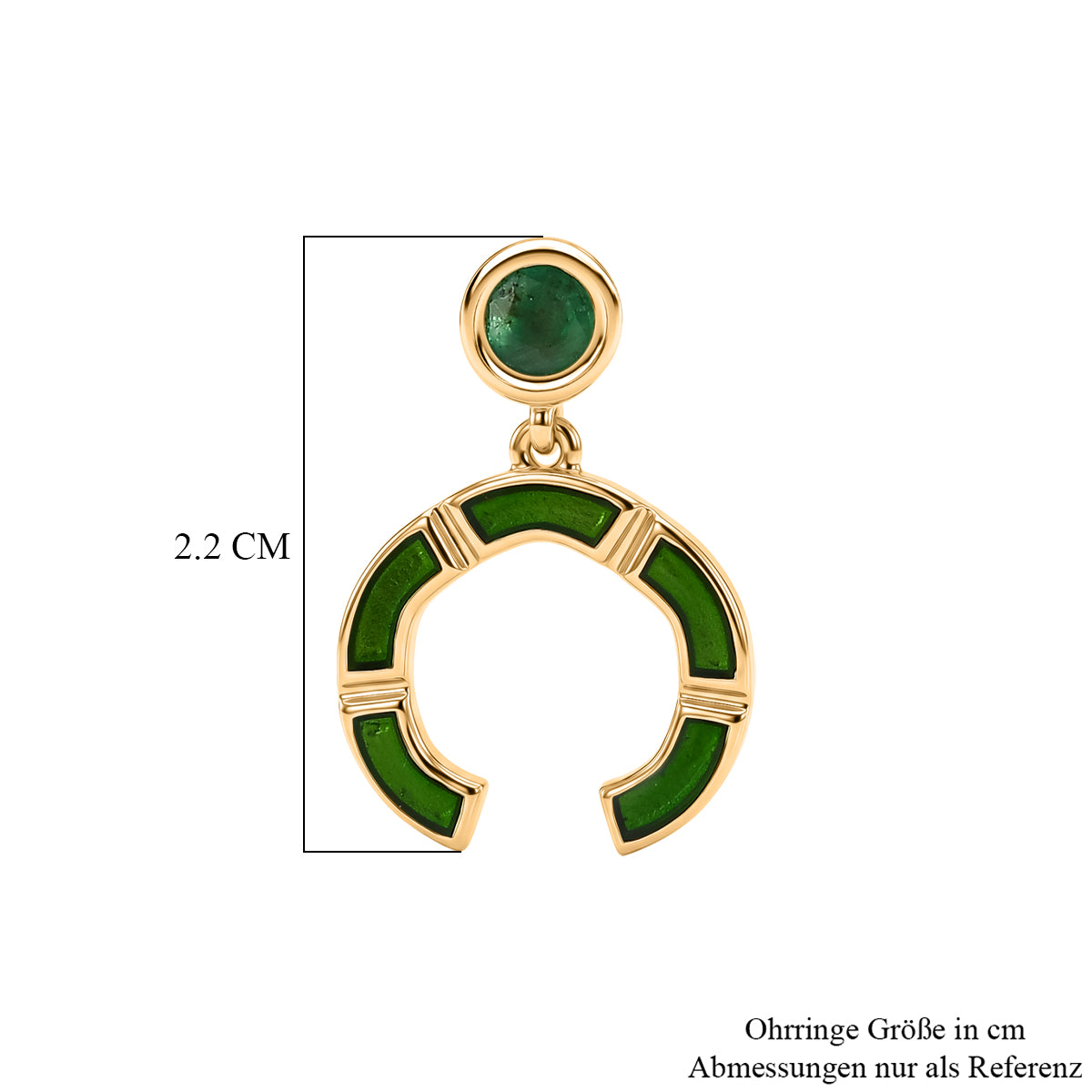 D'Joy AAA Kagem Sambischer Smaragd Ohrringe 925 Silber 750 Gelbgold vermeil ca. 0.93 ct